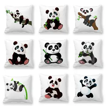 

Panda Cushion Cover Pillowcase Cartoon Pillow Cover Peach Skin Pillow Case Children's Room Pillow Case
