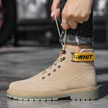 

Brand Ankle Boots Fashion Casual Men Shoes Sneakers Men Flock Tooling Lace Up Winter Boots Male Breathable Autumn Martin Boots