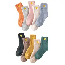 5 пар осенне-зимних женских носков с вышитыми сердечками, однотонные осенне-зимние толстые теплые носки, Прямая поставка