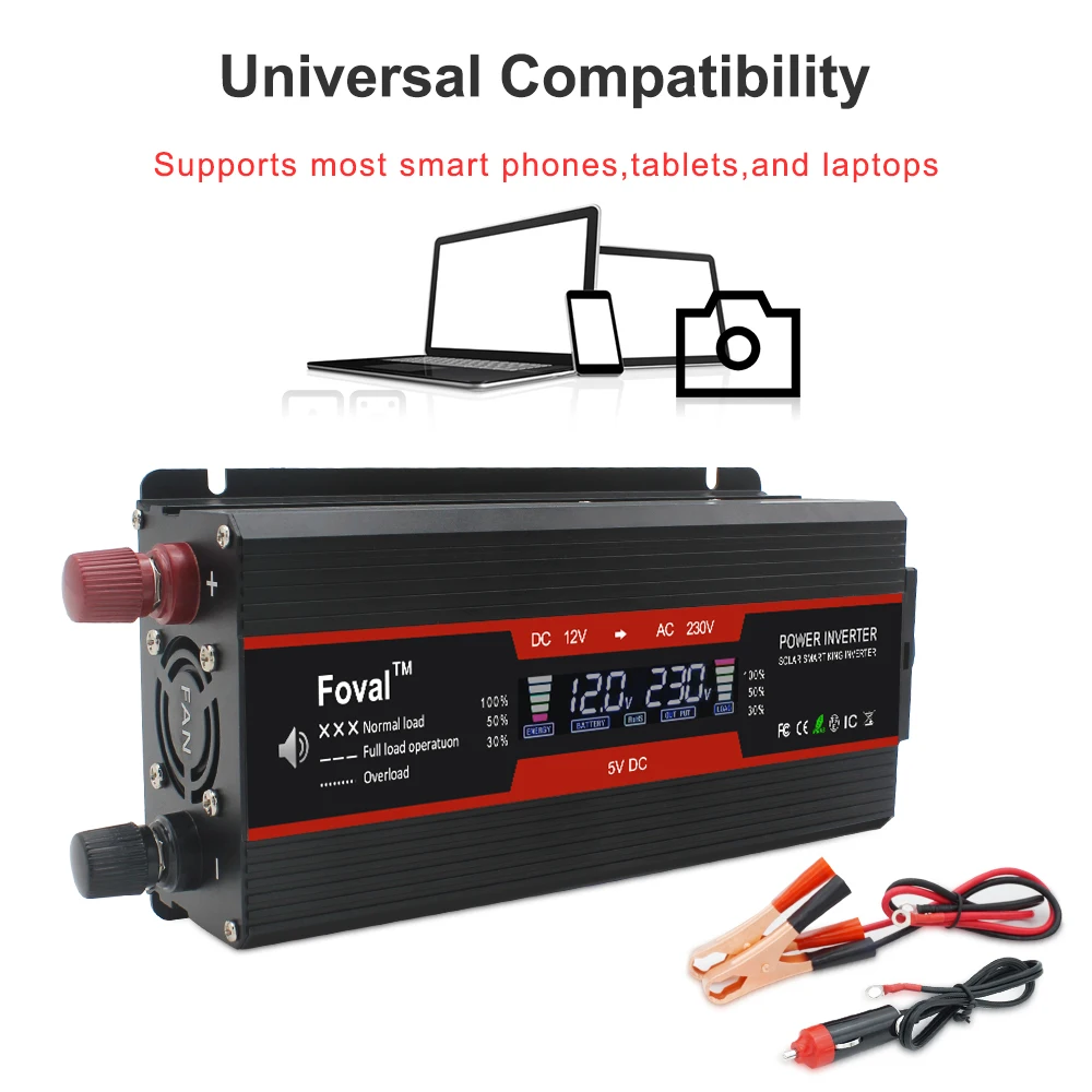 Инвертор мощности 5000 Вт модифицированный светодиодный дисплей 12 В постоянного