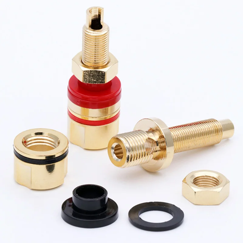 2Pairs Speaker Binding Post Terminal Connector Gold-Plated brass for Power Amplifier Chassis Terminal and Speaker