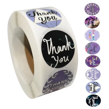 

500Pcs/Roll Thank You Stickers Round Shape 1 Inch Handmade Cookie Bag Candy Box Goods Package Sealing Decor Decals