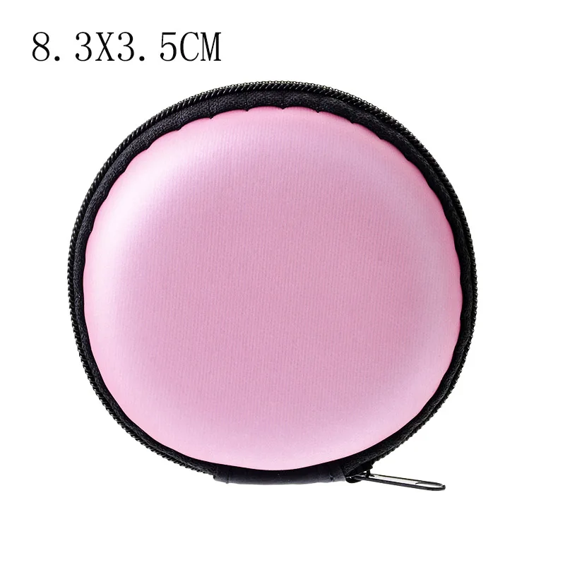 Pink Round 8.3x3.5cm Органайзер проводов для наушников коробка данных кабель коробка для хранения Чехол Контейнер монета наушники защитный чехол контейнер - Цвет: Pink Round 8.3x3.5cm