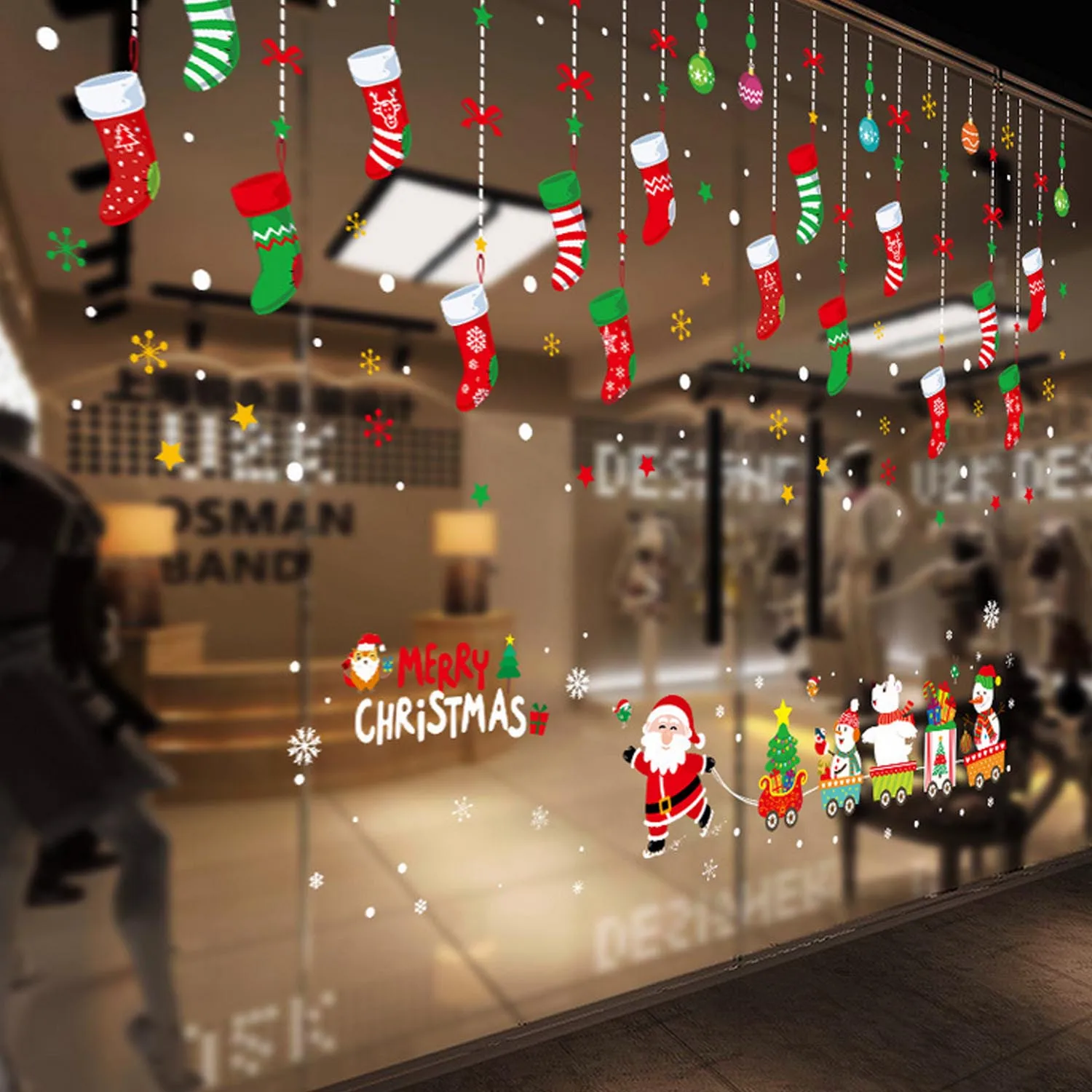 Съемные декоративные наклейки на окна из стекла для рождественской серии