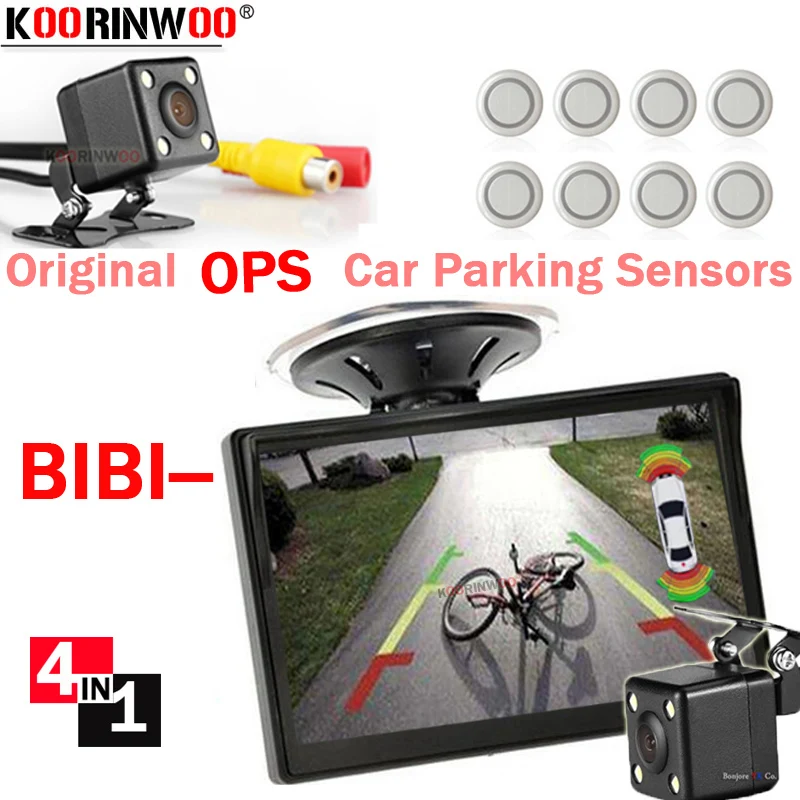 Koorinwoo Dual CPU OPS Parkstronic With HD Camera Car Parking Sensor backup alarm car 12v Lcd Screen Step-up Buzzer Front | Автомобили и