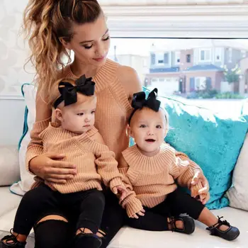 

Mother Daughter Matching Outfit Women Girl Off Shoulder Blouse Sweater Tops