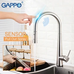 GAPPO Sensor Kitchen Faucets Smart Touch Inductive Sensitive Faucets Mixer Water Tap Single Handle Pull Out Kitchen Faucets