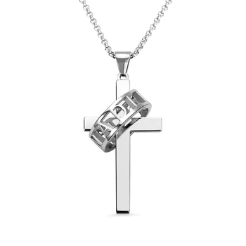

AILIN Personalized Engraving Men Women's Cross Necklace 925 Sterling Silver Necklace