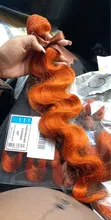 Remy Forte-mechones de pelo ondulado con cierre pelo Remy Rubio naranja 3 4 mechones con cierre extensiones de pelo ondulado mechones brasileños Fast USA