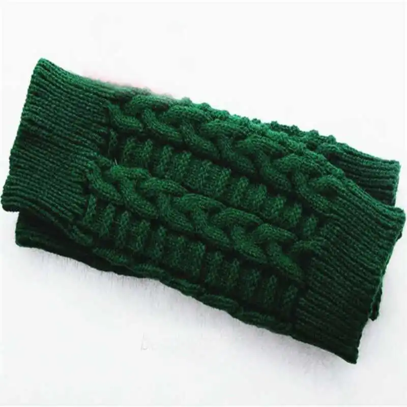 Green Black Варежки вязаные мягкие женские перчатки без пальцев наручные женские зимние трикотажный подогреватель руки - Цвет: Green Black