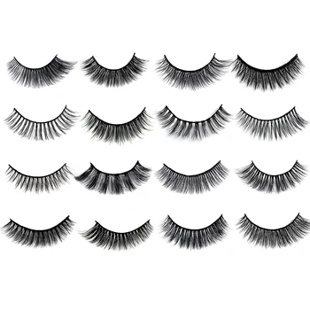 

3 Pairs False Eyelashes Natural Long Makeup Thick Cross Lashes Voluminous Lashes Messy Beauty 3D Silk Fiber Extension Tools