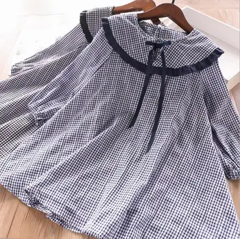 

Spring Girls Dress Baby Girls Plaid Bow Long Sleeve Dresses Children Clothes Wholesale
