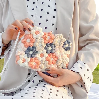 

FGGS-Puff Flower Hand Woven DIY Bag Wool Small Daisy Bag Crossbody Bag