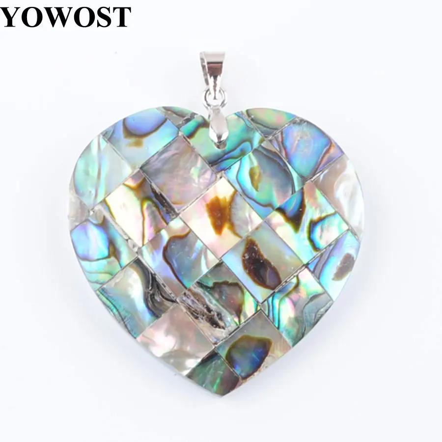 YOWOST New Zealand Abalone Shell Gem Stone Heart Beads Art Pendant Jewelry IN3367 | Украшения и аксессуары