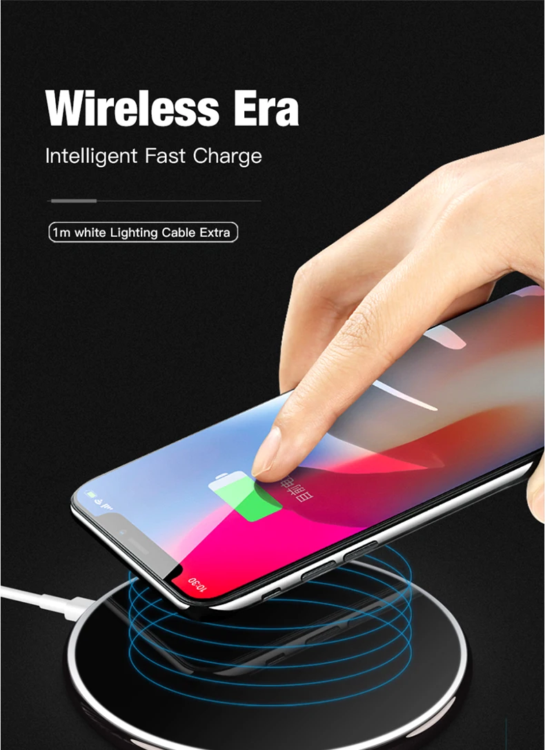 Быстрое беспроводное зарядное устройство TOTU 10 Вт для Iphone X XS MAX XR настольное зарядное устройство с кабелем освещения для samsung S9 Note 10 зарядка