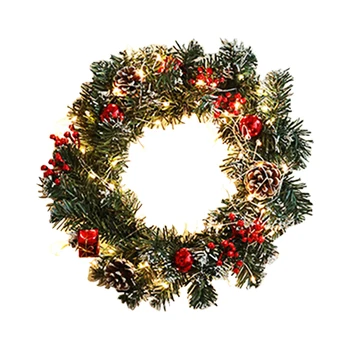 

30cm With Mixed Decorations Battery Powered 50 LEDs Holiday Home Decor Christmas Wreath Pre Strung Artificial Party Living Room
