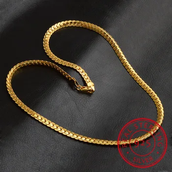 

Necklace 5mm Men Jewelry Full Sideways Golden Wholesale New Fashion Women Link Chain Necklace For Wedding Party