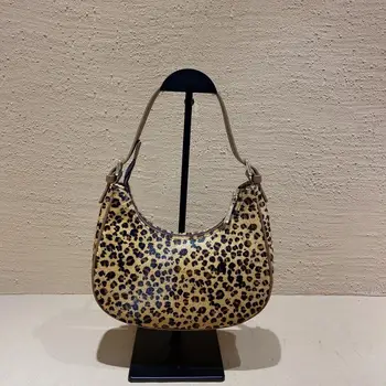 

New high quality leather fashion trend French leopard print hand-held one shoulder women's bag