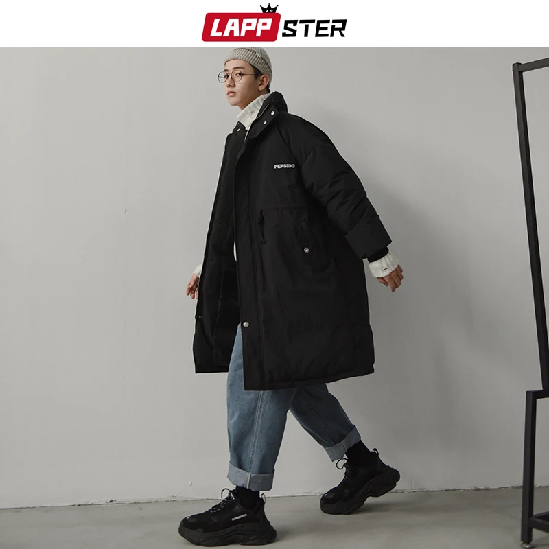 

Winter Jacket Men Parkas 2019 Mens Harajuku Thick Long Coat Windbreaker Korean Fashions Embroidery Warm Bubble Jackets