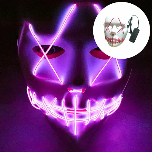 Маска для Хэллоуина светодиодный светящийся Смешные Маски The Purge eyear Great Festival cosplay Костюмные принадлежности Вечерние Маски - Цвет: 9
