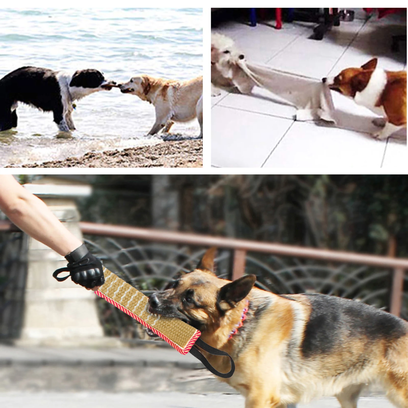 Dog Bite Tug Toy Jute K9 Tug Toy With Two Handles For Adult Dogs Puppies Teeth Healthy For Dogs