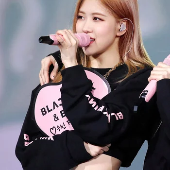 

BLACKPINK Women Kpop Sweatshirt Harajuku Hoodies Pink Clothes Cotton Casual Letter Short Loose Korean Version Coat Summer Spring