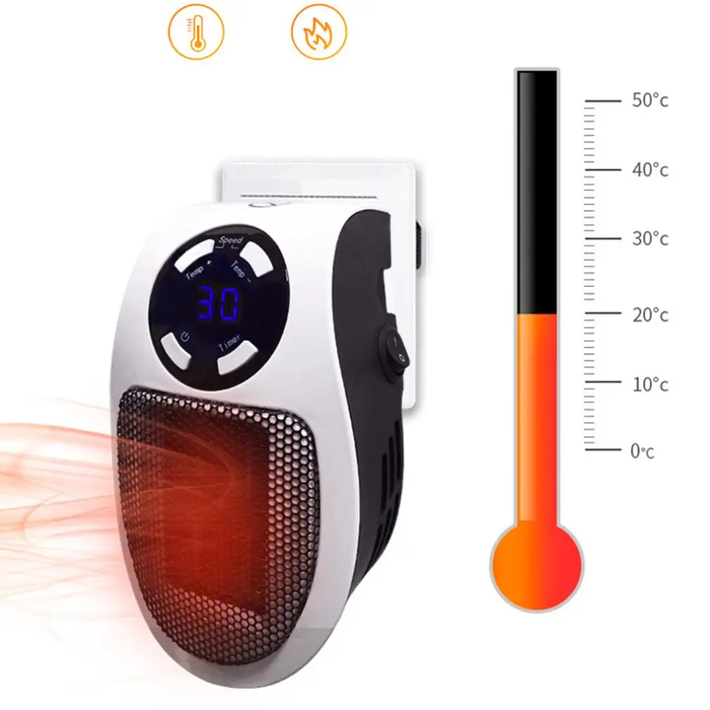 Light And Easy To Use Just Plug It Into The Socket Portable Electric Heater Fan Timing Air Warmer Wall-mounted Led Heater