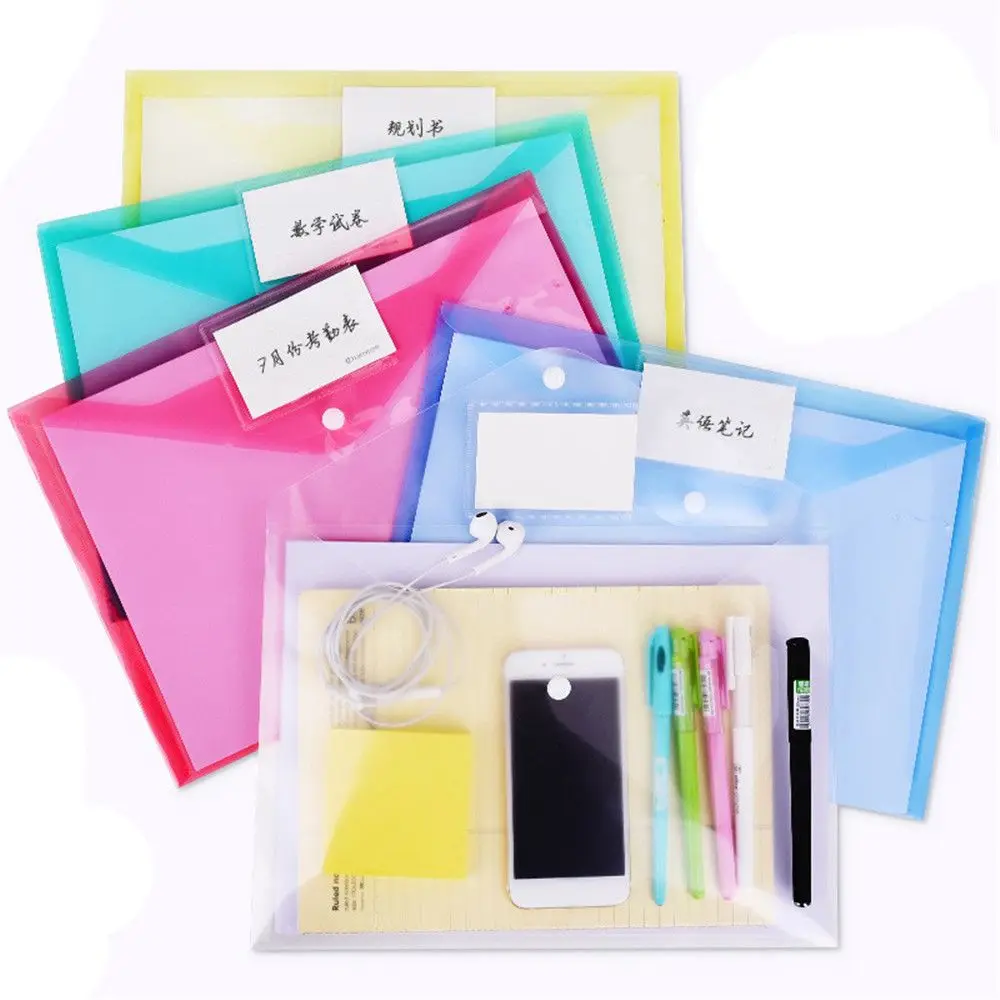 2 шт., прозрачная цветная папка для файлов формата А4, застежка на кнопку, папка, сумка для офиса, пластиковый органайзер для документов, сумка для хранения бумаги