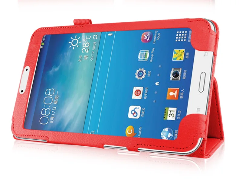Из искусственной кожи чехол для samsung Galaxy Tab 3 8,0 T310 крышка Подставка Функция для samsung Tab3 8,0 SM-T310 T311 T315 чехол для планшета - Цвет: T310 T311 red