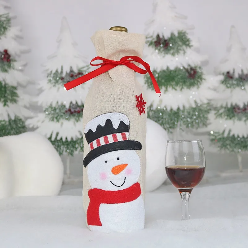 New Christmas Wine Bottle Cover Christmas Table Decorations Santa Claus Snowman Elk Wine Bottle Cover