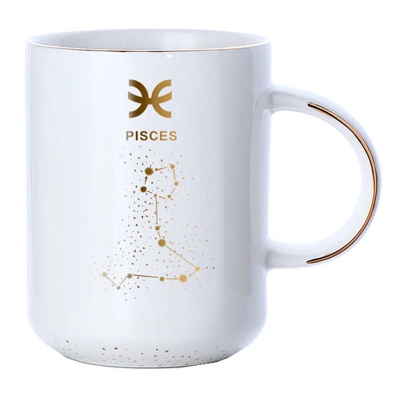 Pisces (white) 12 Созвездие креативные керамические кружки, стильная кофейная чашка большой емкости молочный напиток чашка пара чашка - Цвет: Pisces (white)
