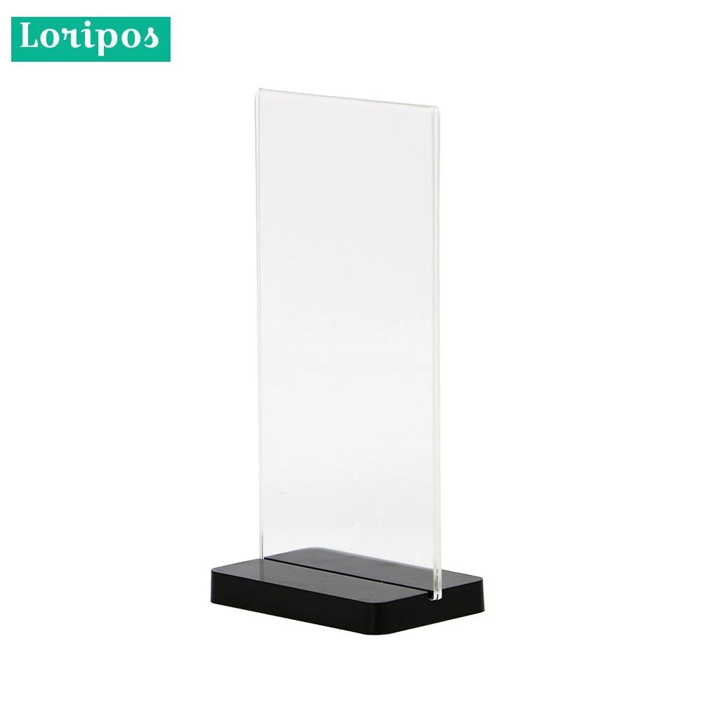 10x20cm Table Acrylic Menu Display Stand Acrylic Men Stand Black Clear Price Tag Display Desk Sign Holder Label Holder Frame