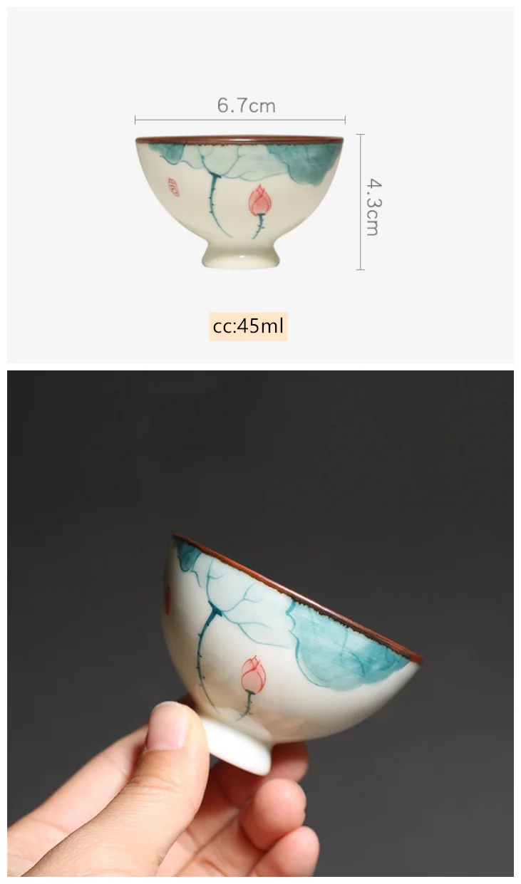 Description Picture 6 of itemVintage Ceramic Teacup Personal Meditation Cup Hand Painted Lotus Tea Bowl Master Cup Handmade Boutique Tea Set Accessories