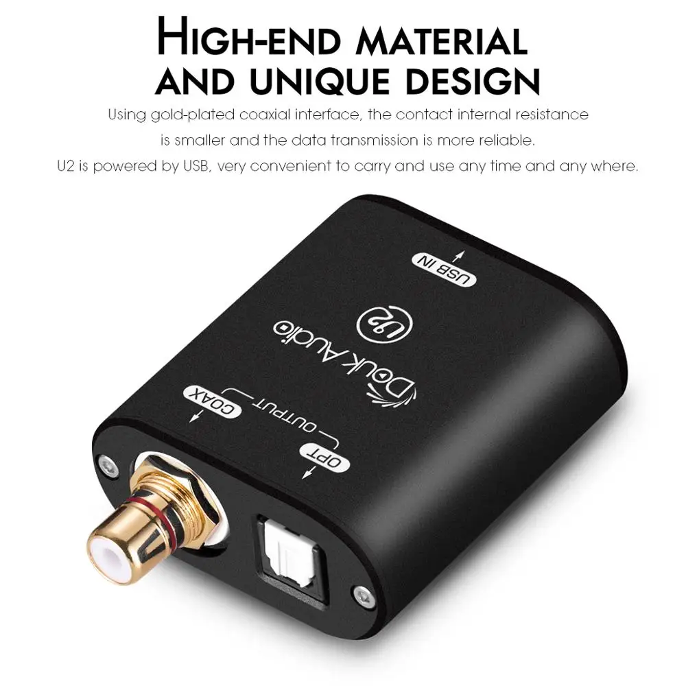 US $39.99 Douk Audio U2 Mini USB To SPDIF Audio Converter XMOS XU208 Digital Interface COAXOPT DSD DOP 192KHz
