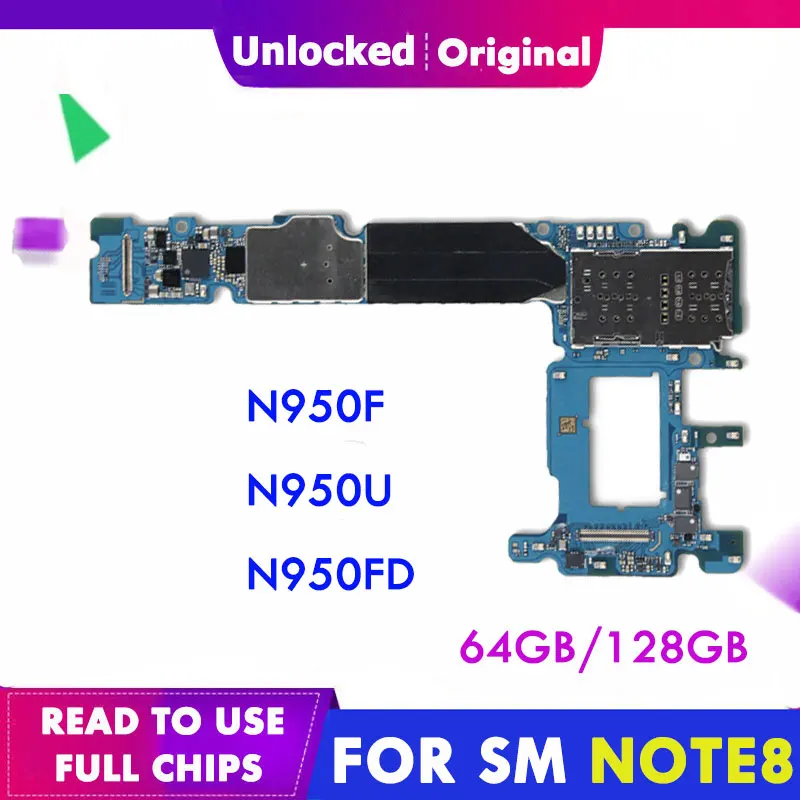 Для Samsung Galaxy Note 8 оригинальная материнская плата N950F N950FD две Sim N950U с полными ЧИПАМИ