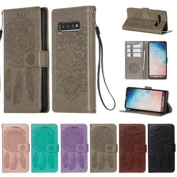 

Embossed Dream Catcher Leather Flip Wallet Case Soft Phone Silicone Cover for Samsung Galaxy S10E S10 Plus S10 Coque Funda Shell