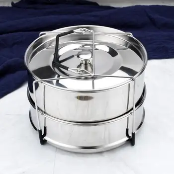 

Behogar Stackable Stainless Steel Pressure Cooker Steamer Insert Pans with Sling for 5-6 Quart Instant Pot Accessories