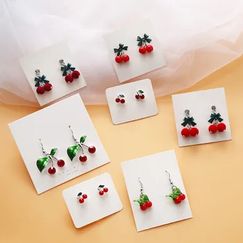 

Korean Fresh Sweet Cute Cartoon Cherry Bow Knot Woman Girls Stud Earrings Fashion Jewelry Holiday-KQQE
