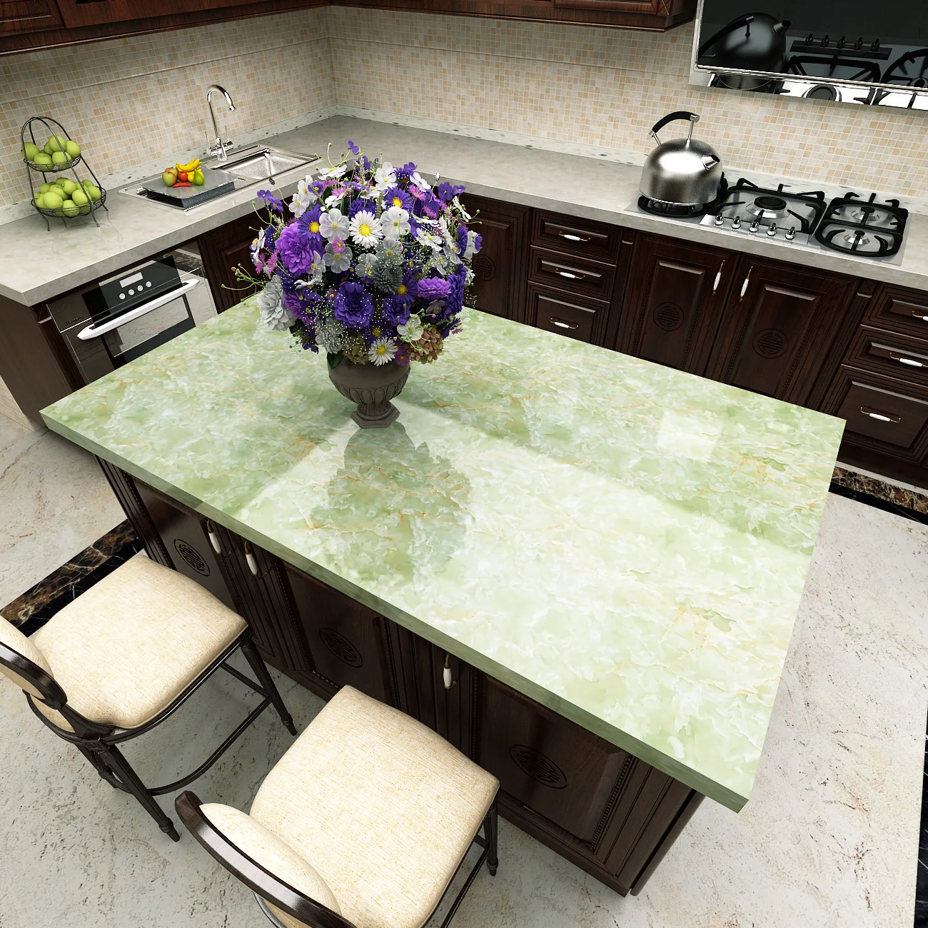 1M/2m Marble Waterproof Countertop Wall Stickers Vinyl Self Adhesive Wallpapers Decorative Film Kitchen Cabinets Contact Paper