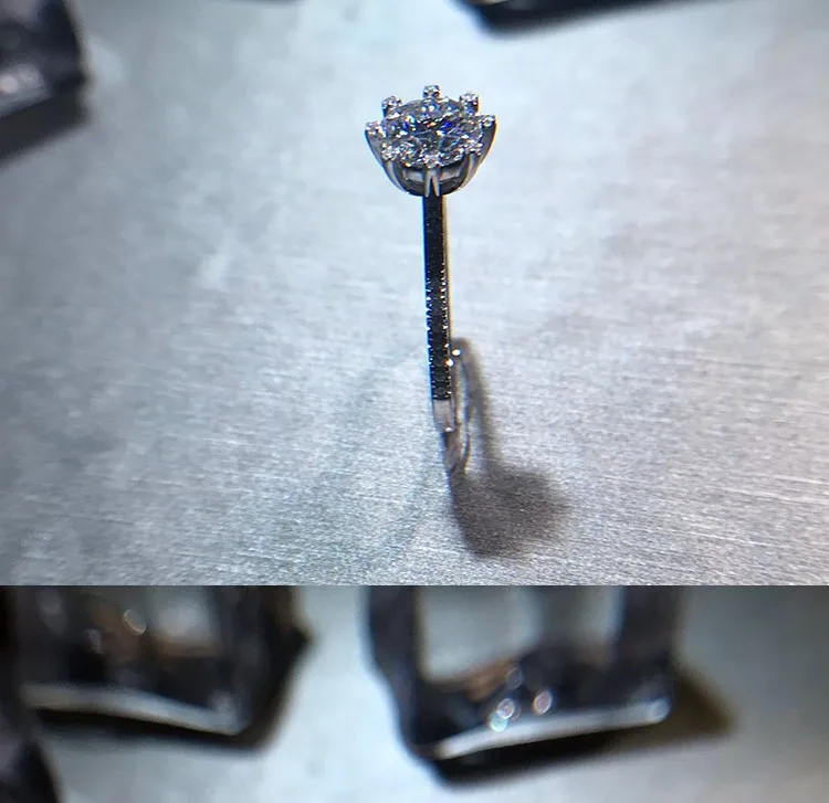 18K 750Au Золотое кольцо Moissanite алмазное кольцо обручальное кольцо D Цвет VVS с национальным сертификатом 01