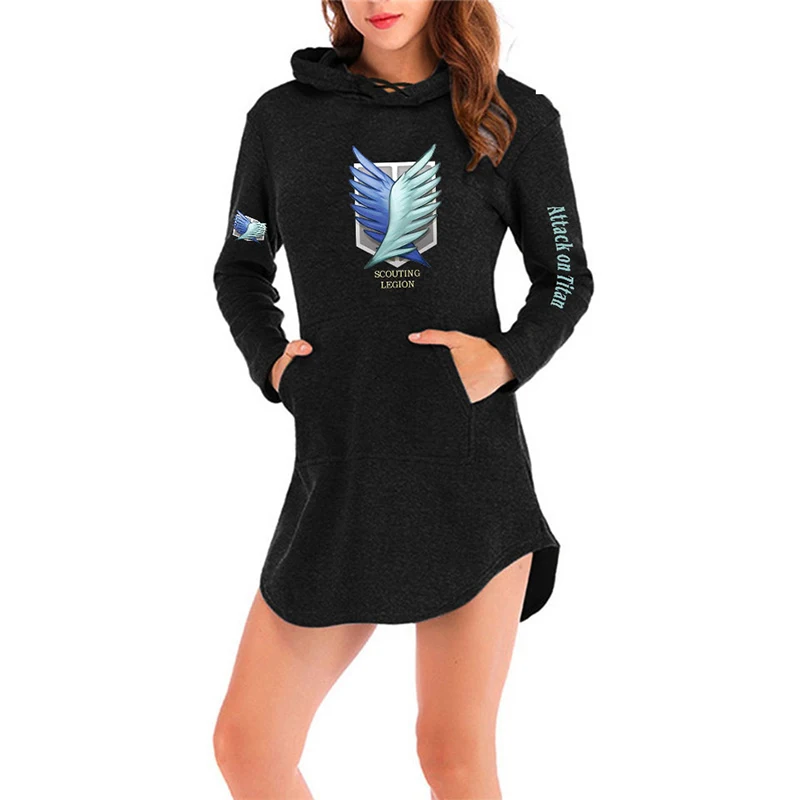 

Women Hoodie Anime Attack on Titan Hooded Coat Fashion Girls Eren Jaeger Mikasa Long Hoodies Sweatshirts Loose Clothes