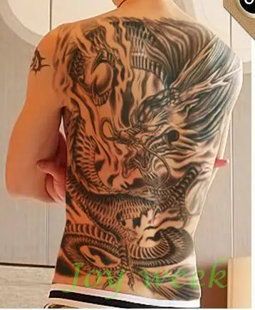 Водостойкая временная татуировка стикер змея роза цветок боди-арт на спине поддельные тату флэш-тату большой размер для мужчин женщин леди - Цвет: Светло-серый