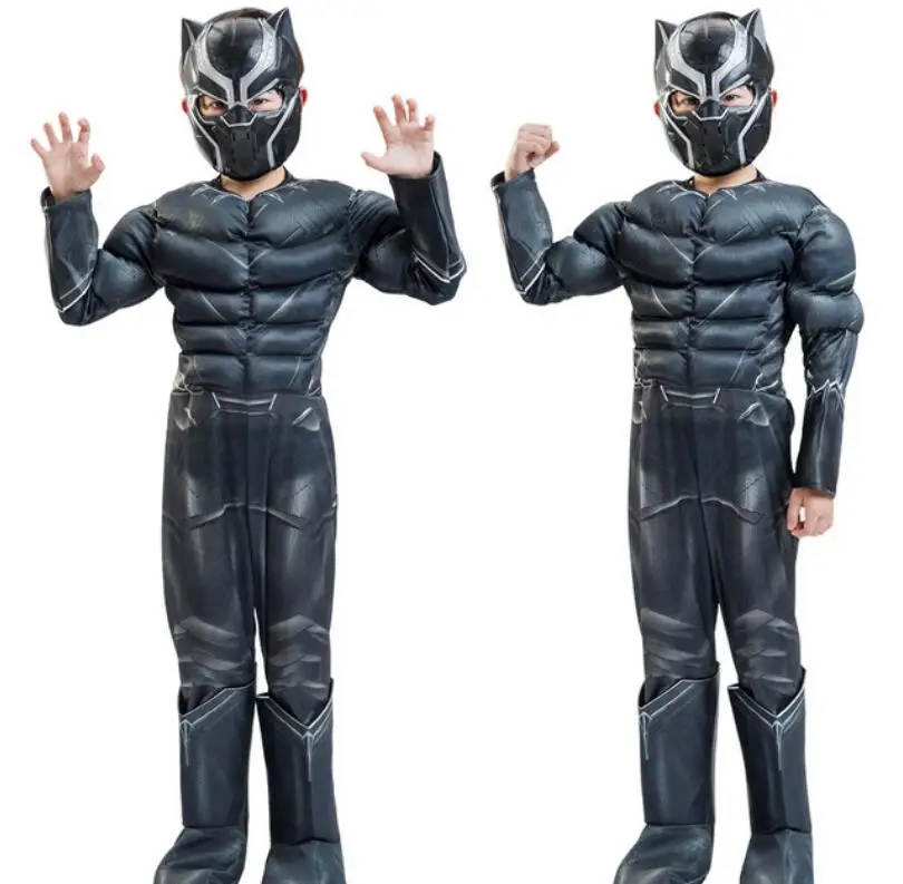 Boys'Dress Хэллоуин пантера Детская одежда анимация героев костюм с искусственной мускулатурой костюм на Хэллоуин, комплект из двух вещей для детей