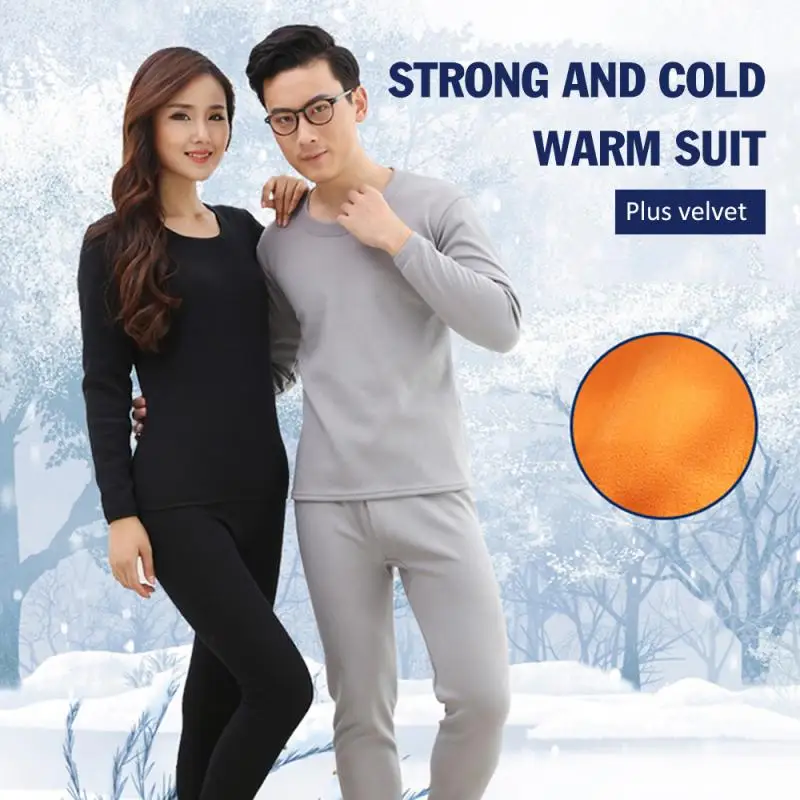 

Winter Thick Double Thermal Underwear Male Female Warm Underwear Clothing Plus Size L- 3XL Thermal Cold-proof Clothes