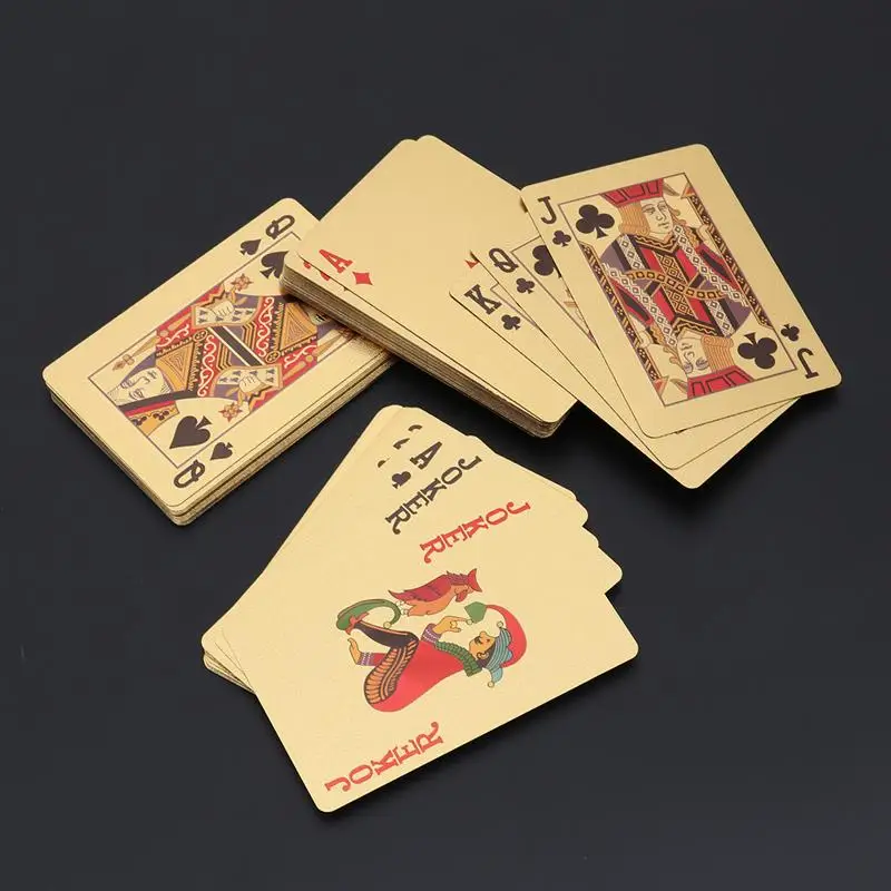 Высокое качество водонепроницаемые игральные карты Пластиковая Золотая фольга покер карточный стол игры Азартные игры Джокер игральные карты магические трюки инструмент