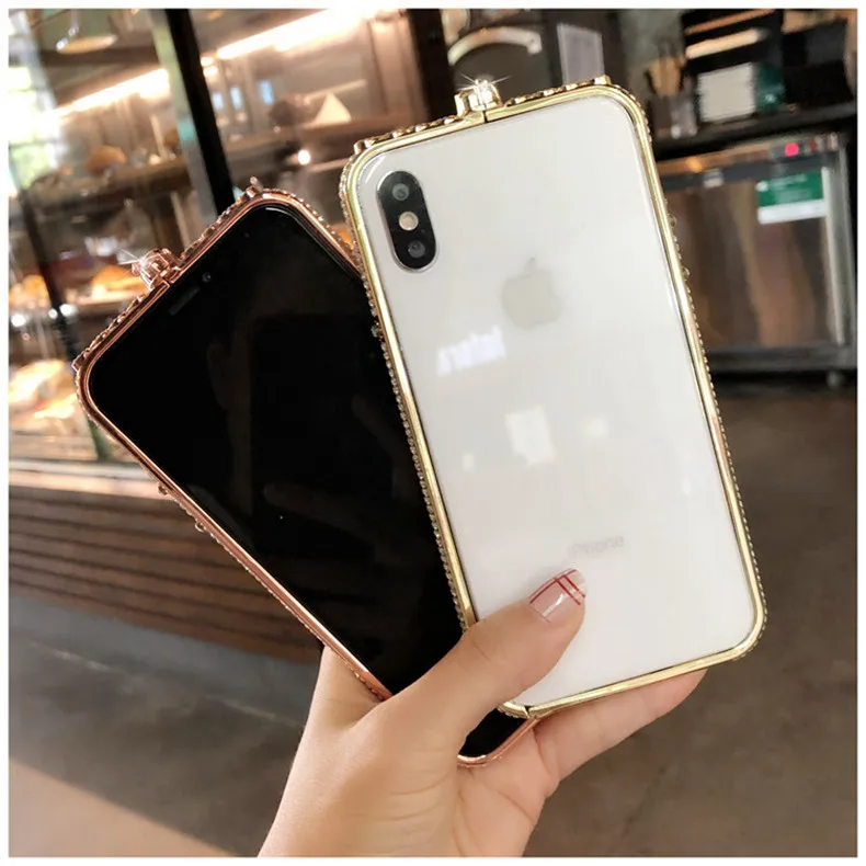 Роскошный Шикарный чехол-бампер с алмазами для iPhone 11 Pro Max X XR XS Max 8 7 6 6s Plus чехол блестящие стразы Ювелирная металлическая блестящая рамка