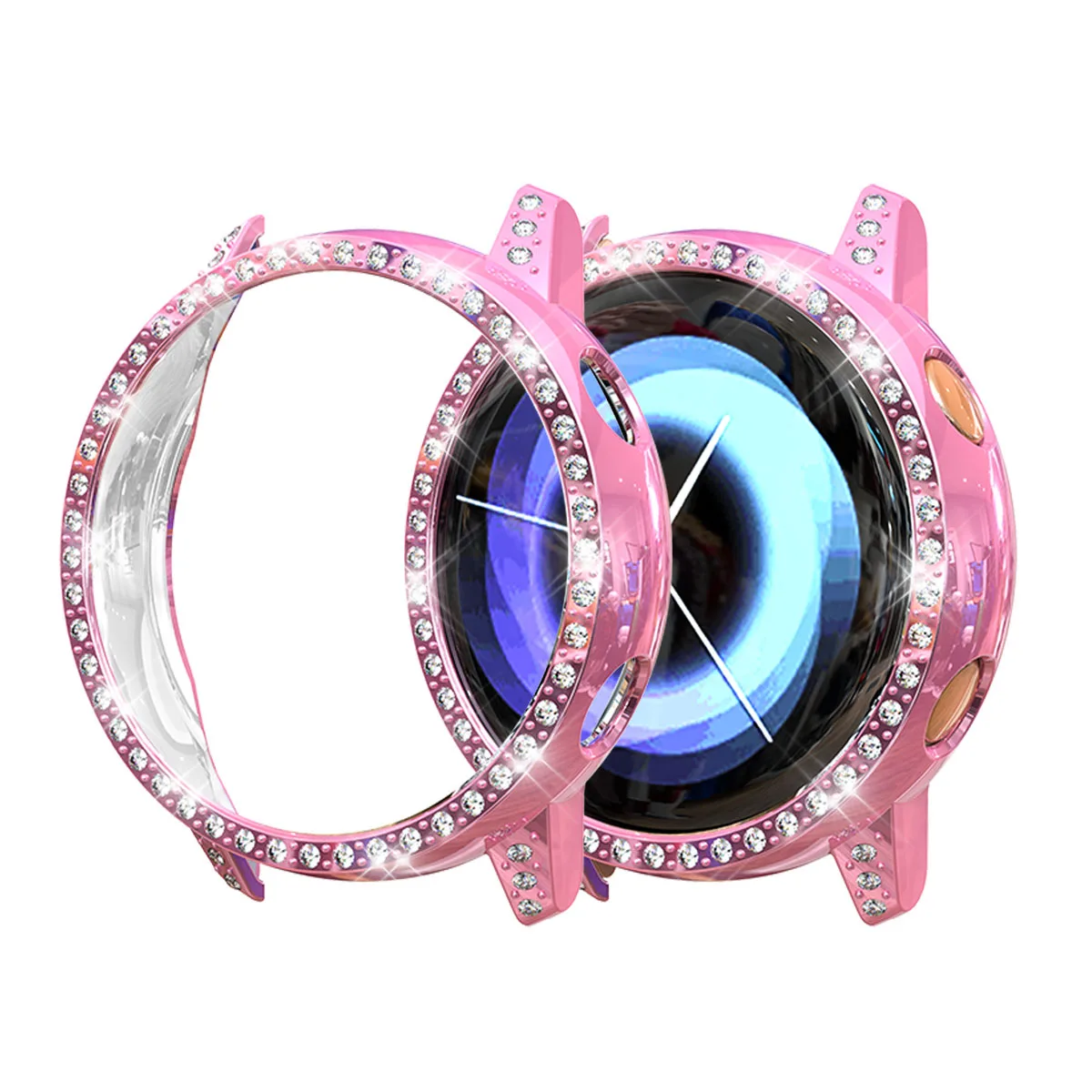 Bling Diamond Защита жесткого диска чехол для samsung Galaxy Watch Активный Чехол Защита от падения оболочки бампер - Цвет: Розовый