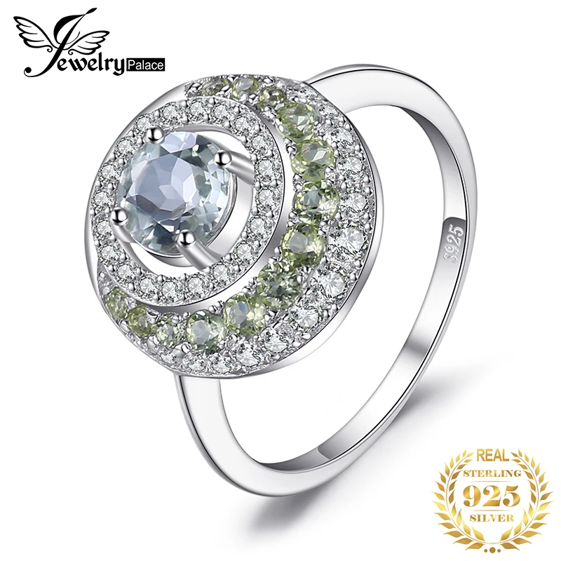 Najtaniej JewelryPalace oryginalna 1.4ct zielony ametyst Peridot efekt aureoli 925 srebro Vintage urok biżuterii moda dla kobiet