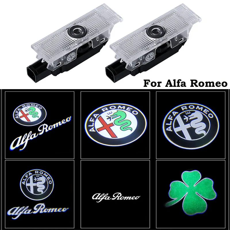 2 uds para Alfa Romeo LED COCHE Luz de bienvenida para puerta de proyector de logotipo Giulia Giulietta Mito Stelvio Brera 147 de 156, 159-estilo