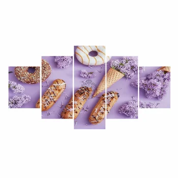 

Wall Art Canvas Painting 5 Piece Decorative Poster New Fashion Office Home Mural Flowers Bread Minimalist Landscape Painting